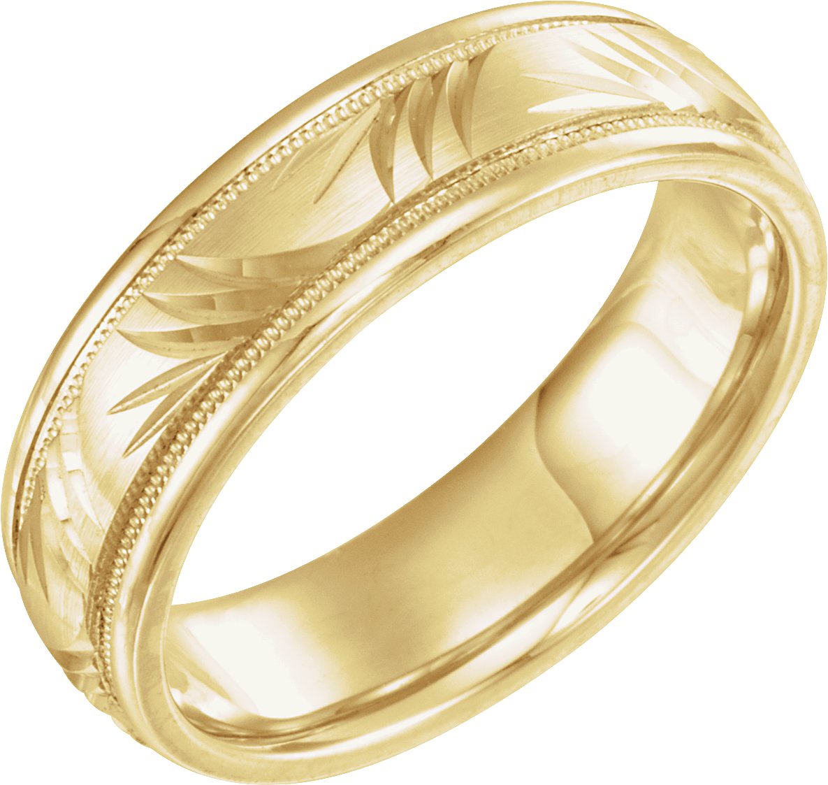 14K Yellow 6 mm Design Band Size 10