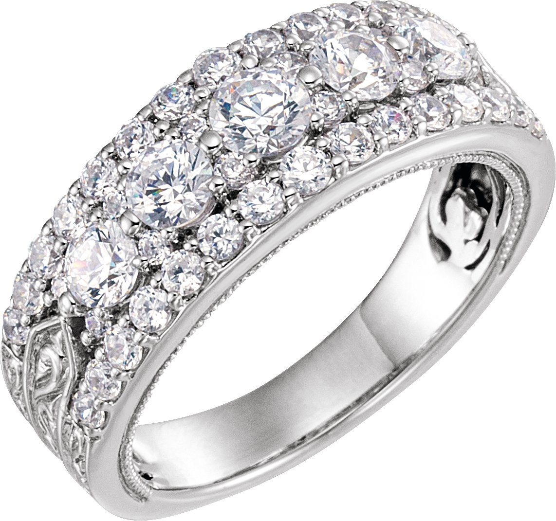 Platinum 1 1/2 CTW Natural Diamond Anniversary Band