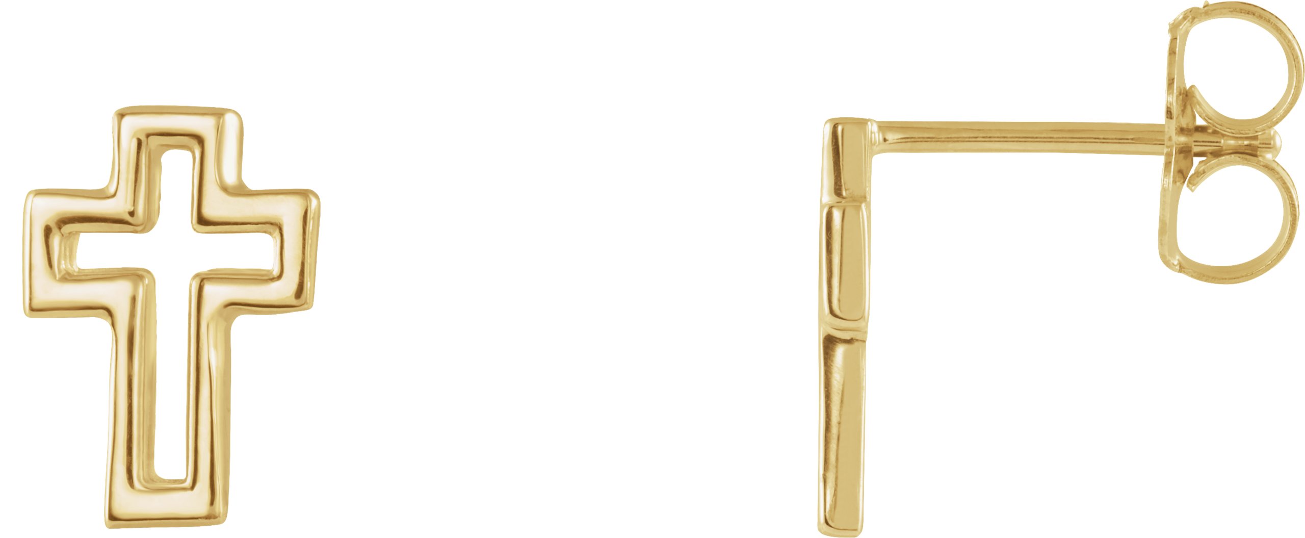 14K Yellow Open Cross Earring