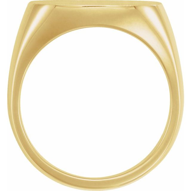 14K Yellow 18 mm Square Signet Ring with Brush Finished Top
