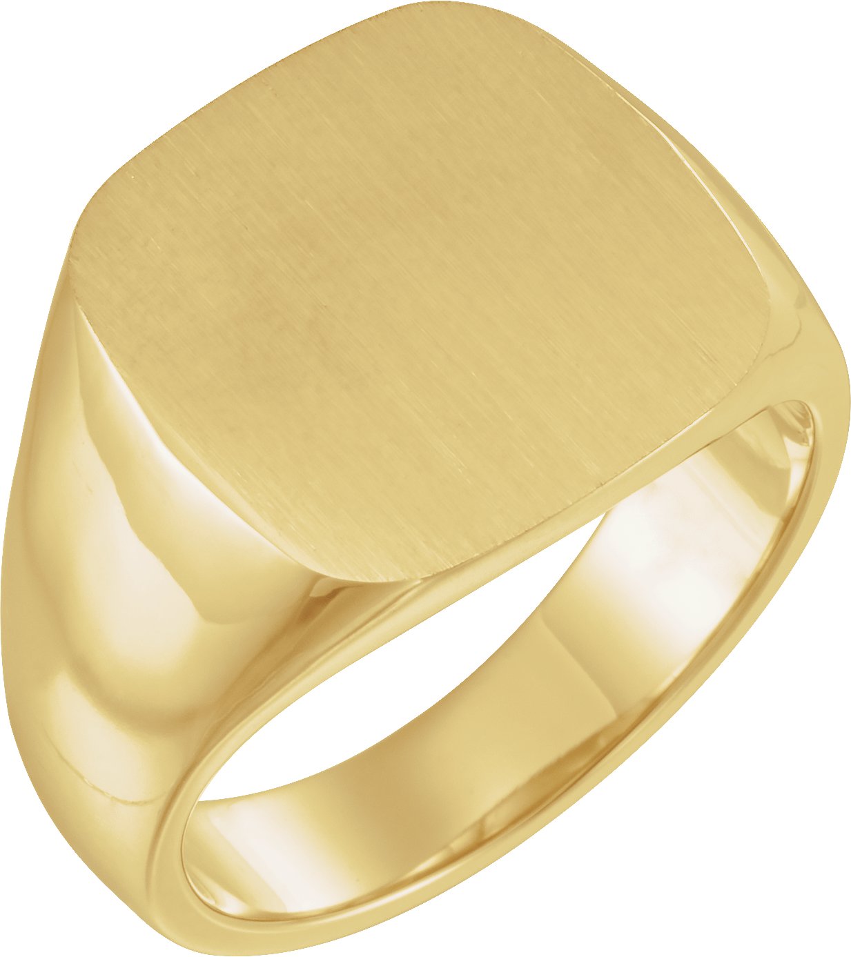 14K Yellow 16 mm Square Signet Ring with Brush Finished Top