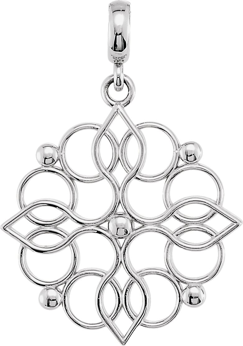 Sterling Silver 27x18.75 mm Floral-Inspired Pendant