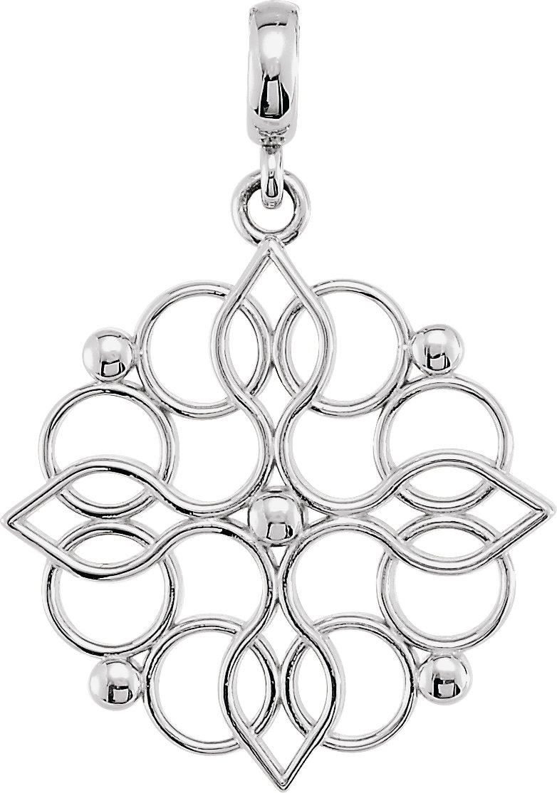 Sterling Silver 27x18.75 mm Floral Inspired Pendant Ref. 4196100