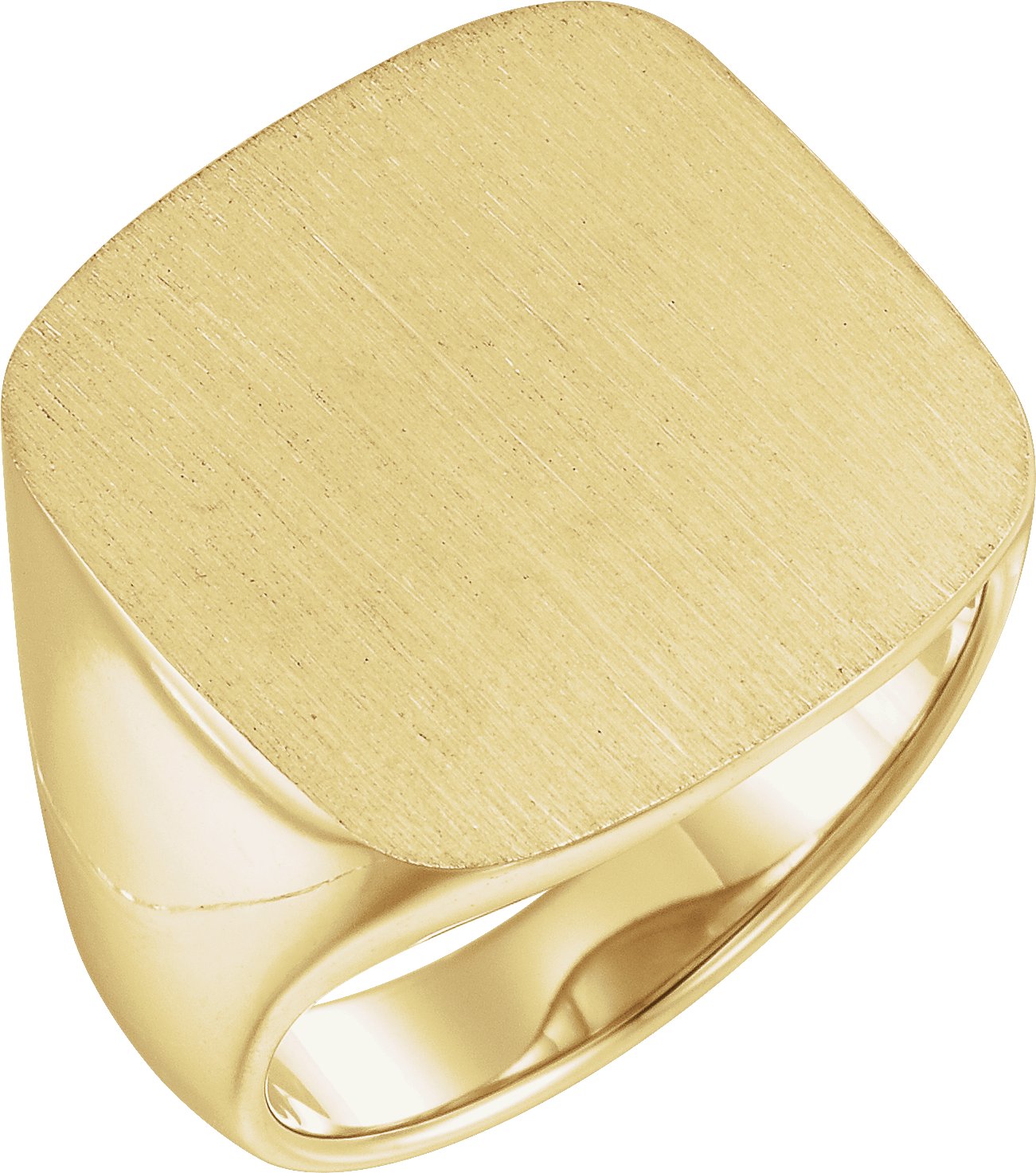 14K Yellow 20 mm Square Signet Ring with Brush Finished Top