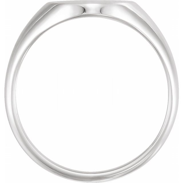 14K White Oval Signet Ring