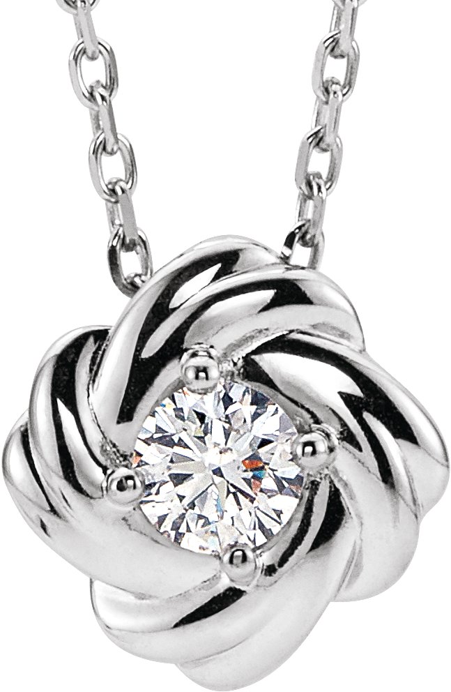 14K White 1/6 CTW Diamond Knot 16-18 Necklace