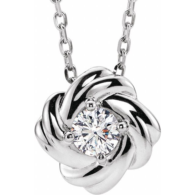14K White 1/6 CTW Diamond Knot 16-18" Necklace