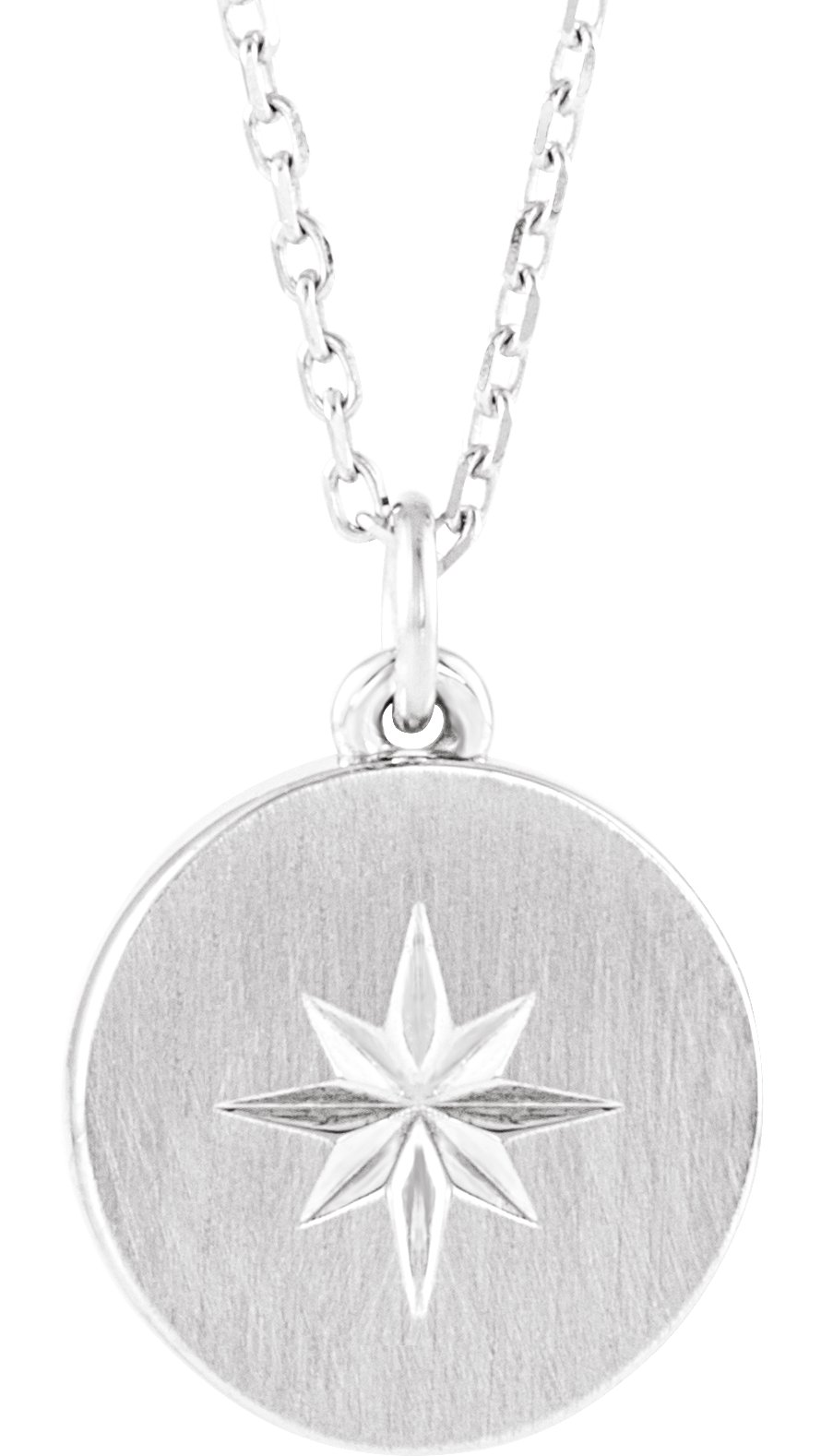 14K White Starburst Disc 16-18" Necklace