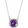 14K White 6 mm Round Amethyst and .04 CTW Diamond 16 inch Necklace Ref 13127107