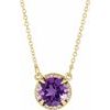 14K Yellow 7 mm Round Amethyst and .04 CTW Diamond 16 inch Necklace Ref 13127173