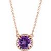 14K Rose 7 mm Round Amethyst and .04 CTW Diamond 16 inch Necklace Ref 13127174