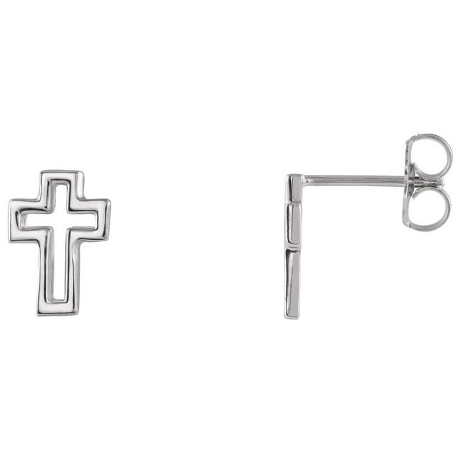 Sterling Silver Open Cross Earrings 