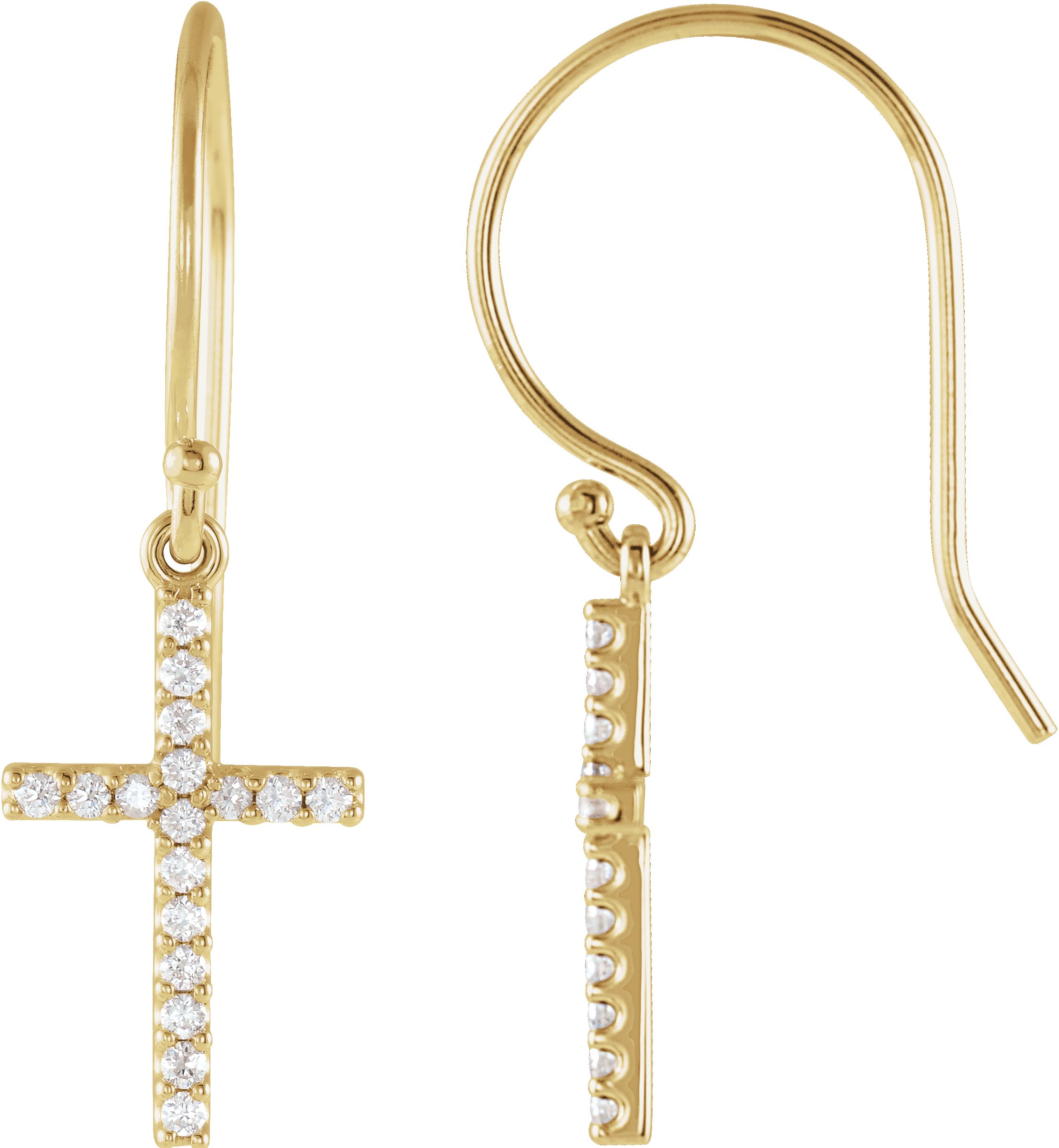 14K Yellow 1/6 CTW Diamond Cross Earrings