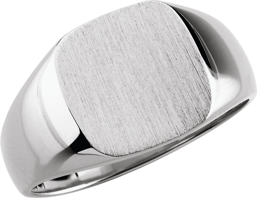 Sterling Silver 18 mm Square Signet Ring with Brush Finished Top