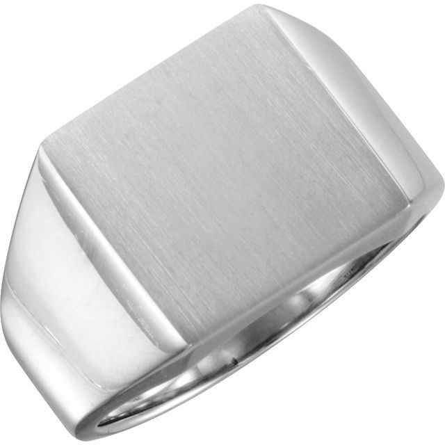 10K White 18 mm Square Signet Ring