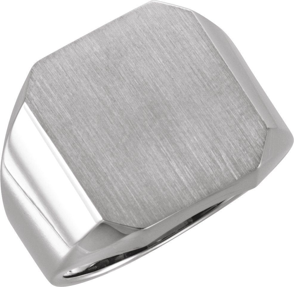 Sterling Silver Signet Ring, Square Brush Top - Polished