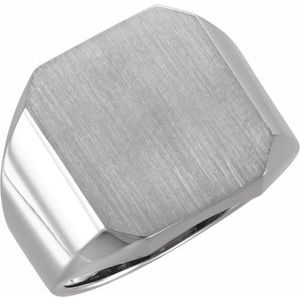10K White 18x16 mm Octagon Signet Ring