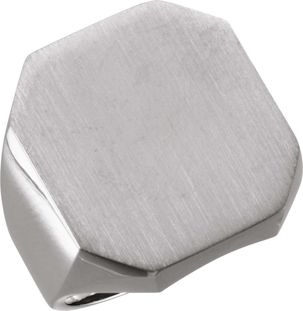 14K White 22x20 mm Octagon Signet Ring