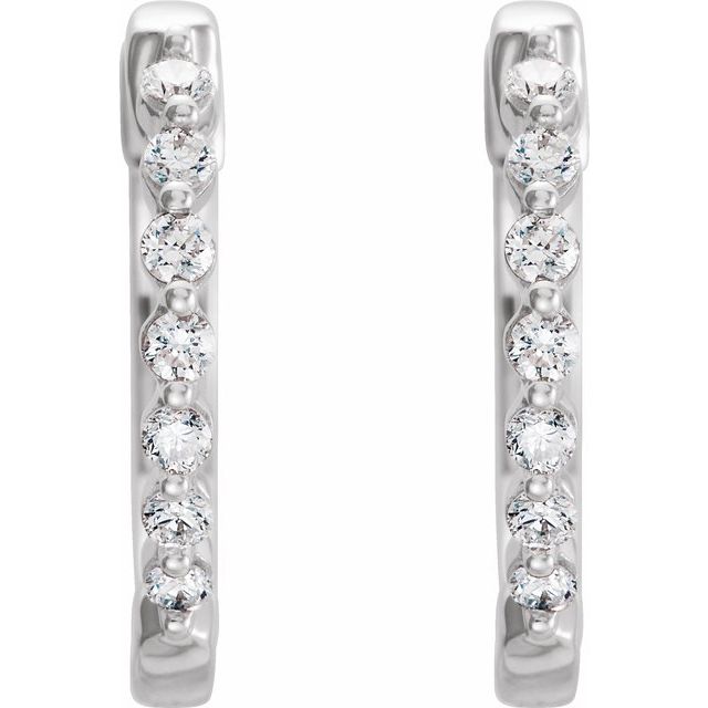 14K White 1/5 CTW Diamond 15.25 mm Hoop Earrings 