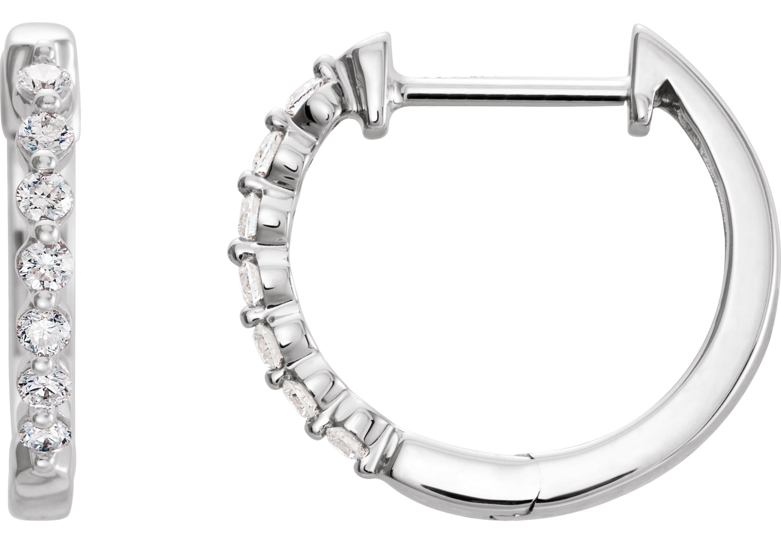14K White 1/5 CTW Lab-Grown Diamond Hoop Earrings