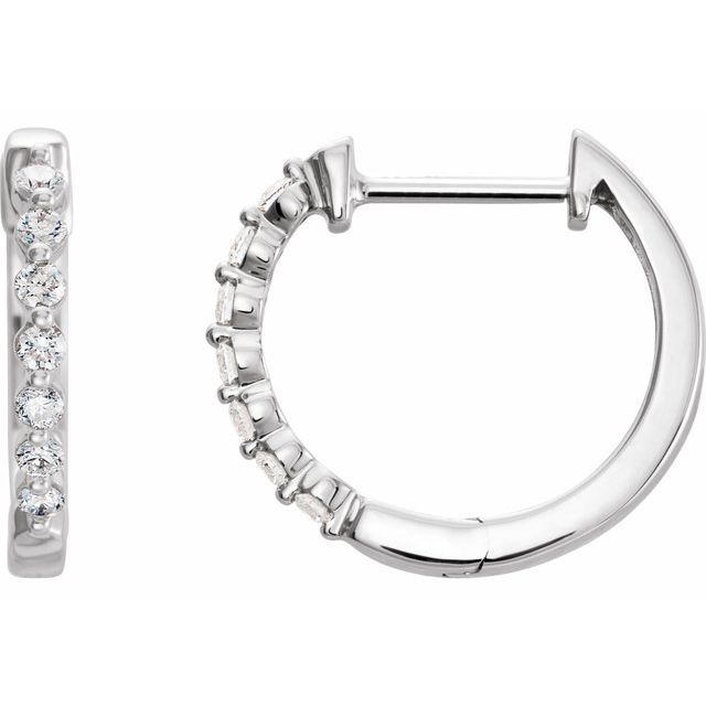 14K White 1/3 CTW Diamond 15.25 mm Hoop Earrings 
