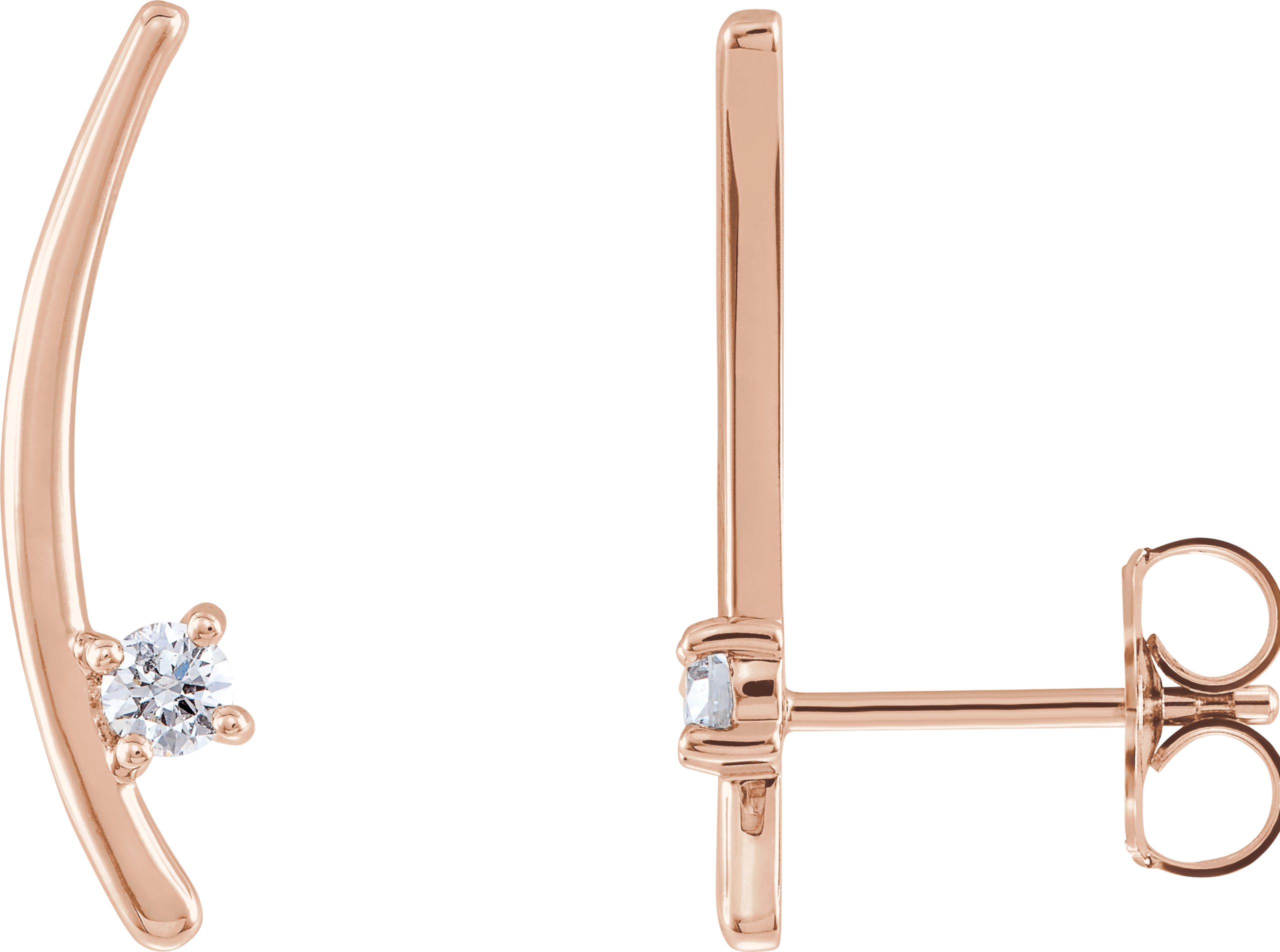 14K Rose 1/8 CTW Natural Diamond Ear Climbers