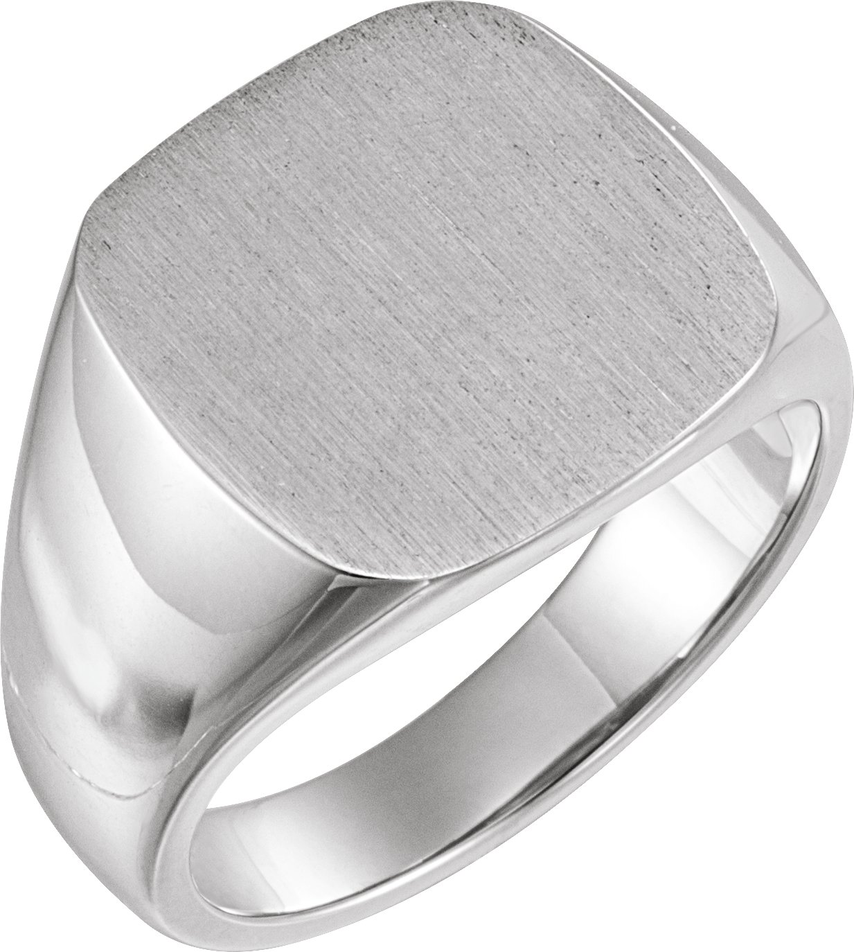 14K White 16 mm Square Signet Ring