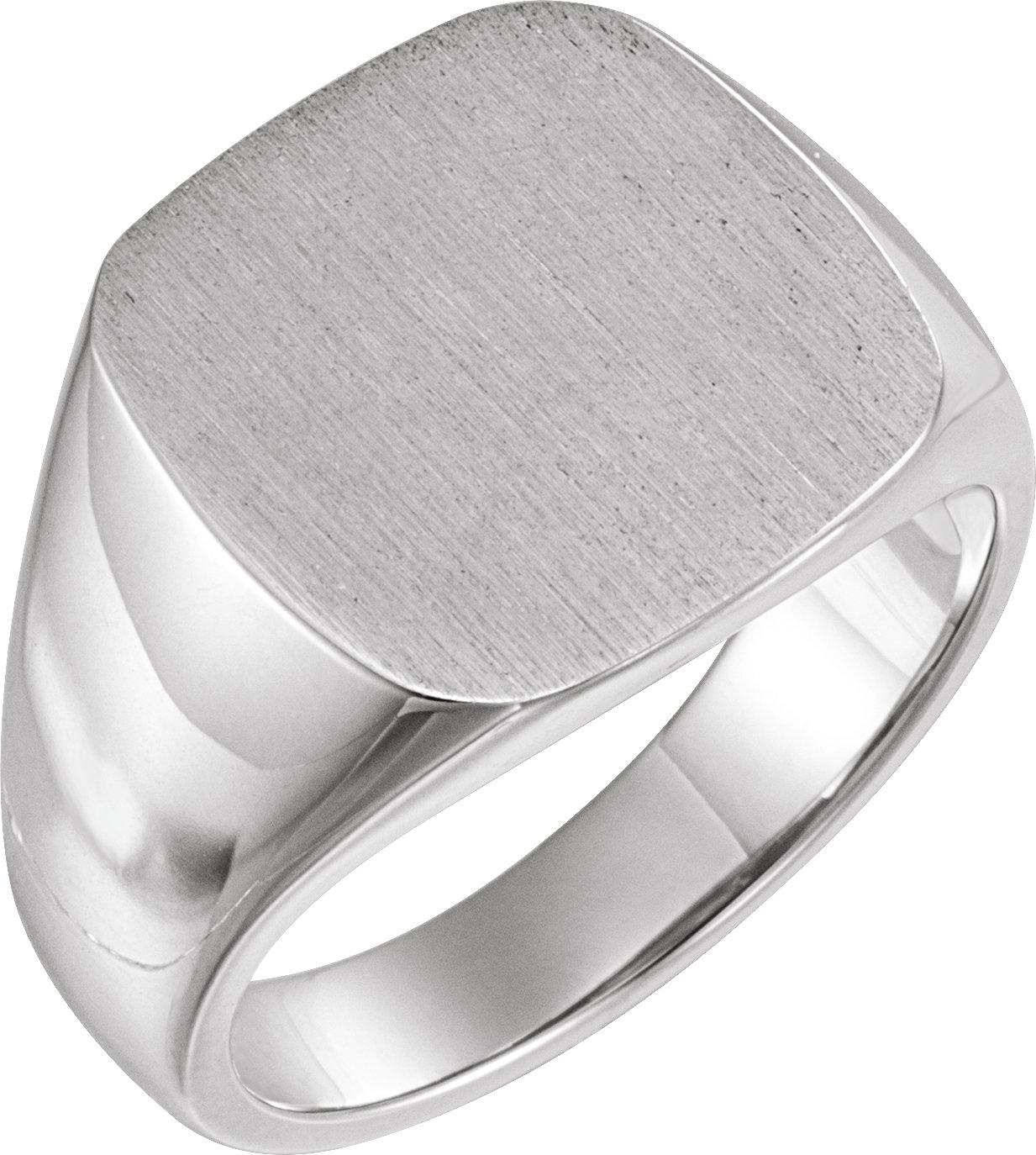 Sterling Silver Signet Ring, Square Brush Top - Polished