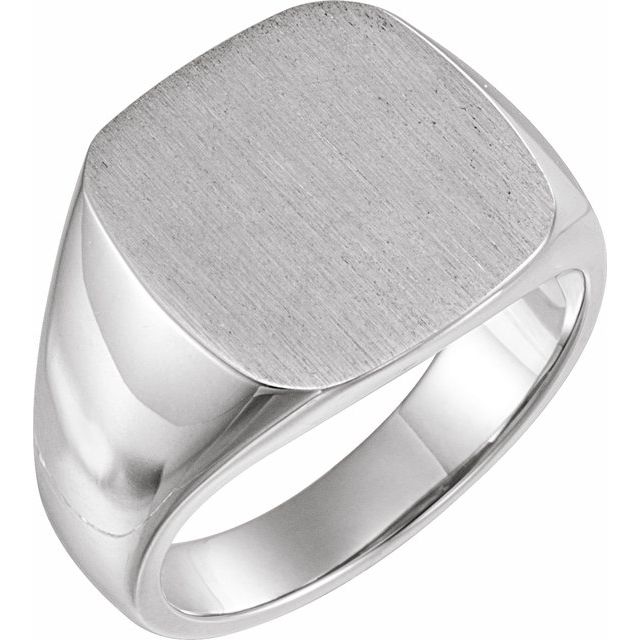 10K White 16 mm Square Signet Ring