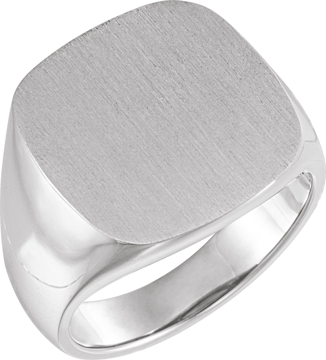 14K White 18 mm Square Signet Ring