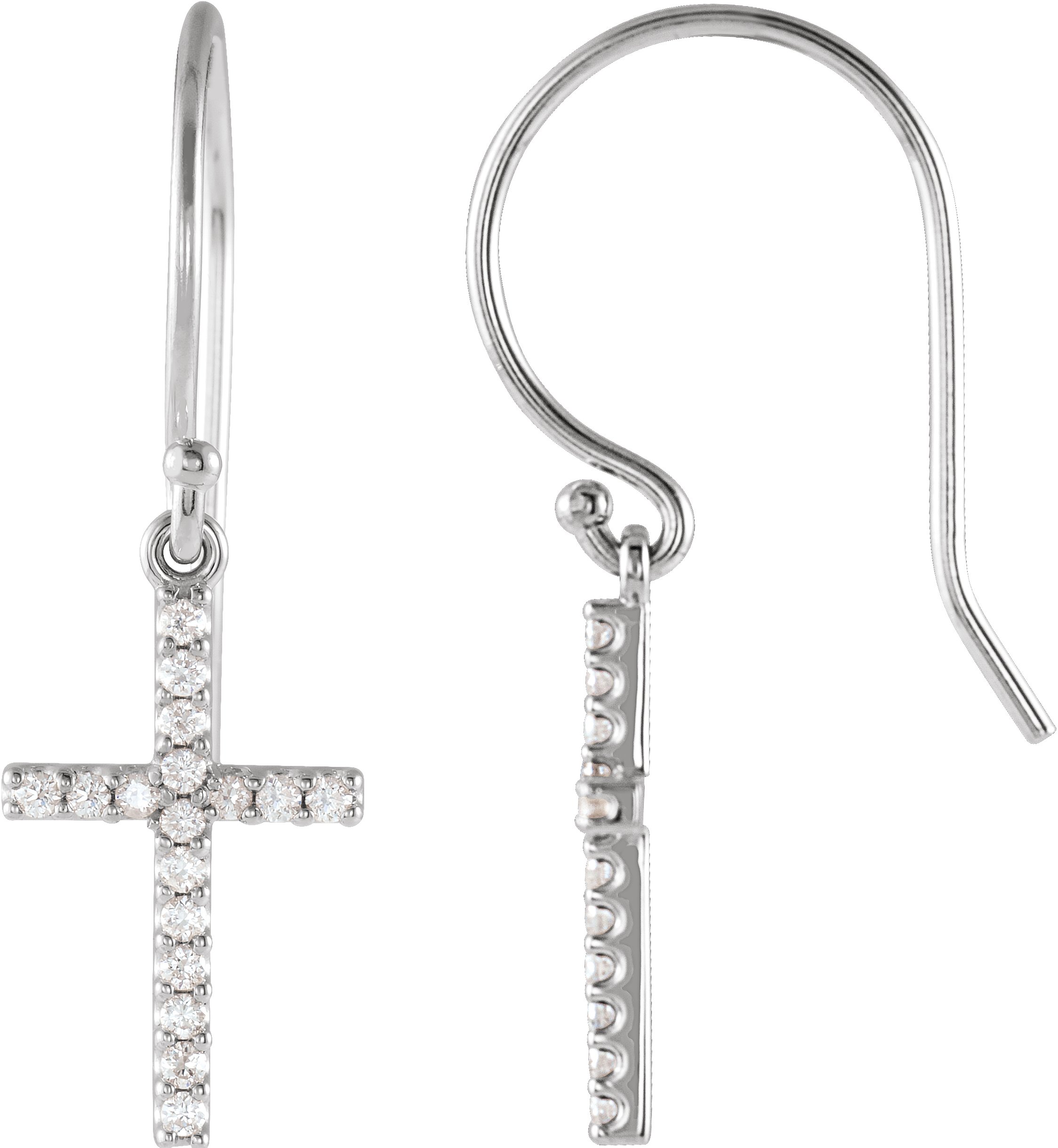 14K White 1/6 CTW Natural Diamond Cross Earrings