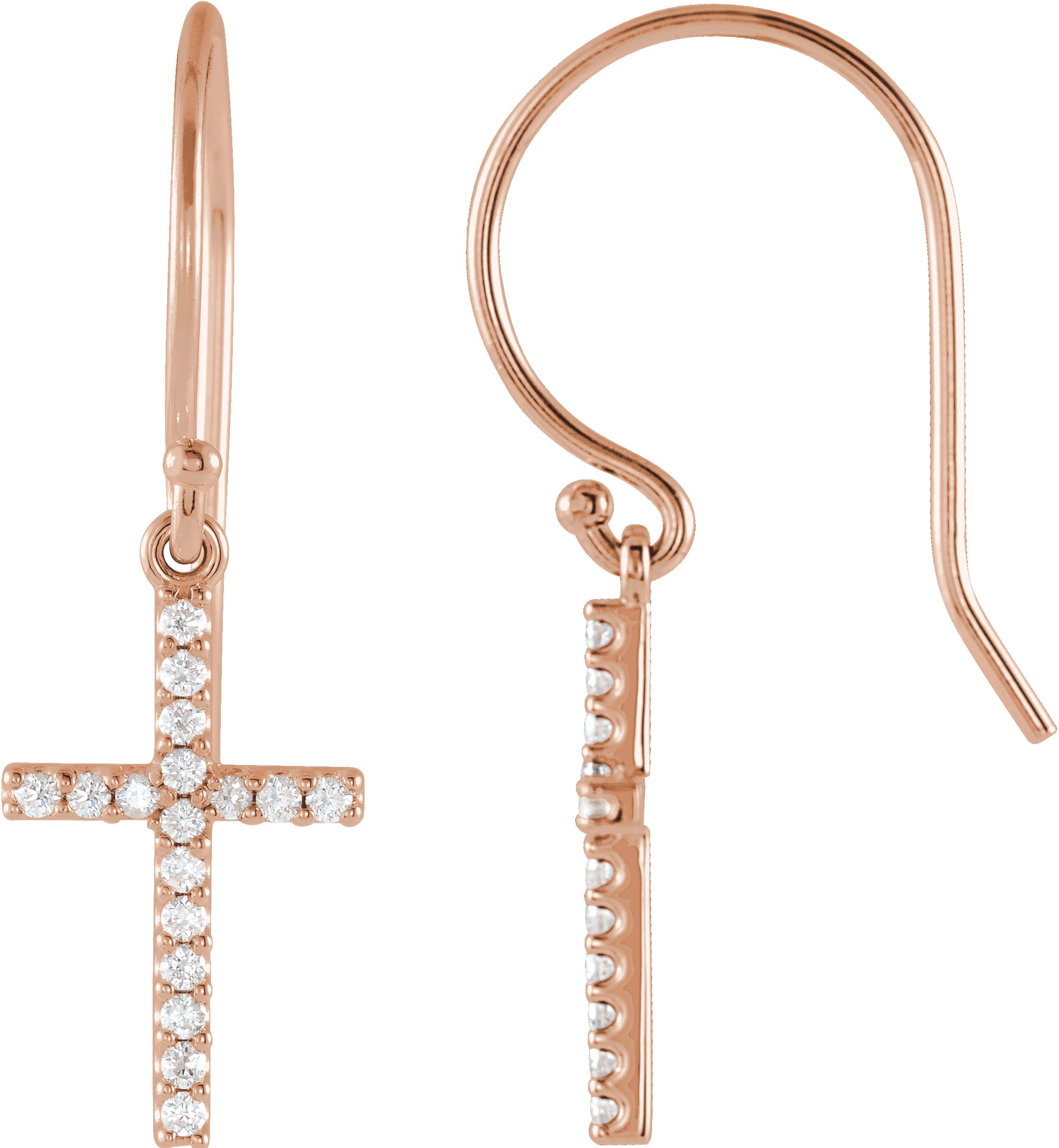 14K Rose 1/6 CTW Natural Diamond Cross Earrings