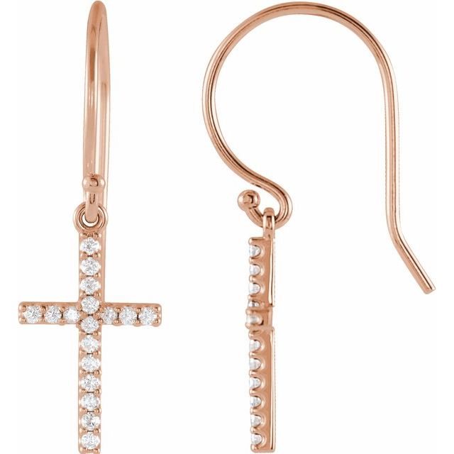 14K Rose 1/6 CTW Natural Diamond Cross Earrings