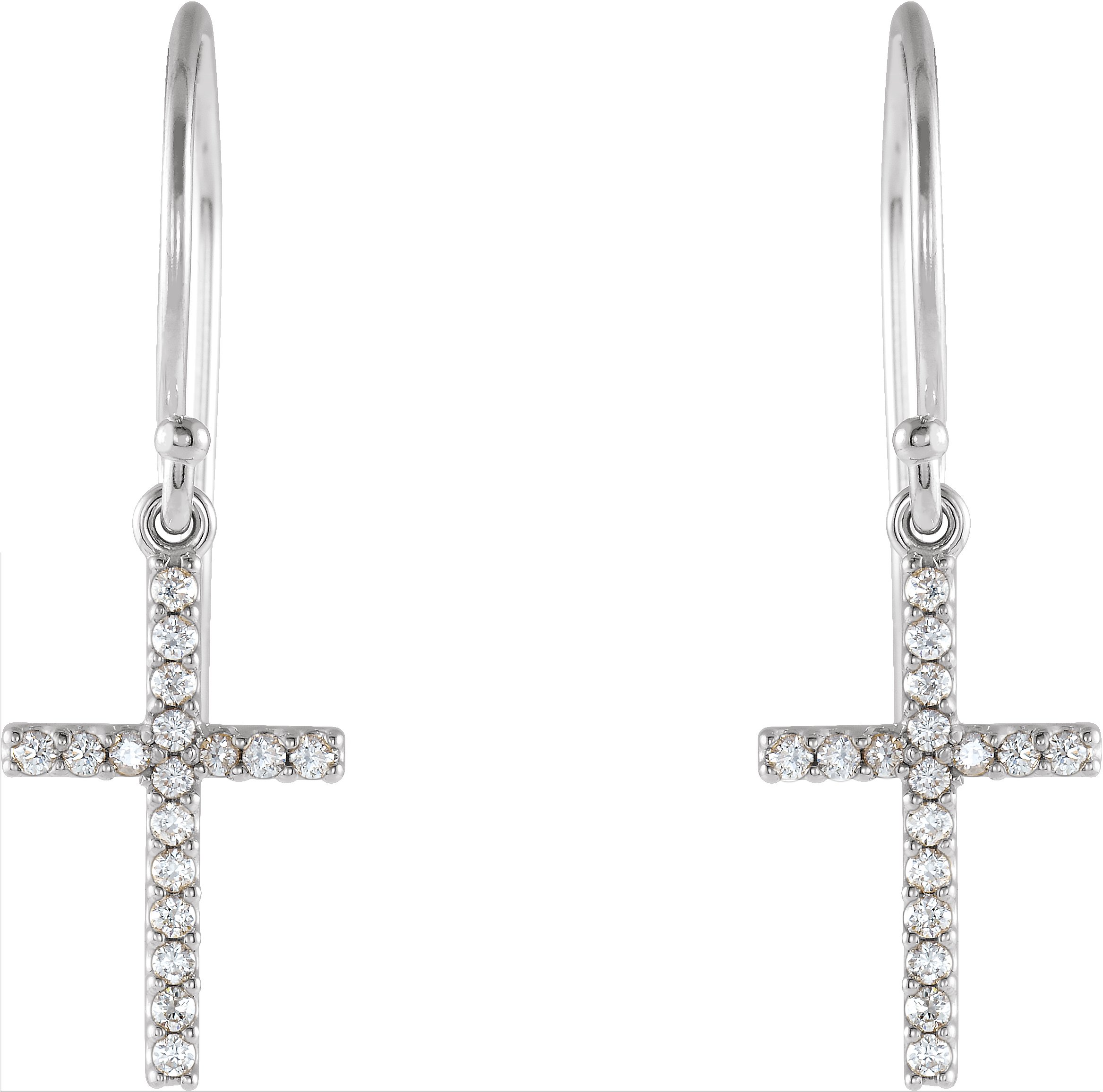 14K White 1/6 CTW Diamond Cross Earrings