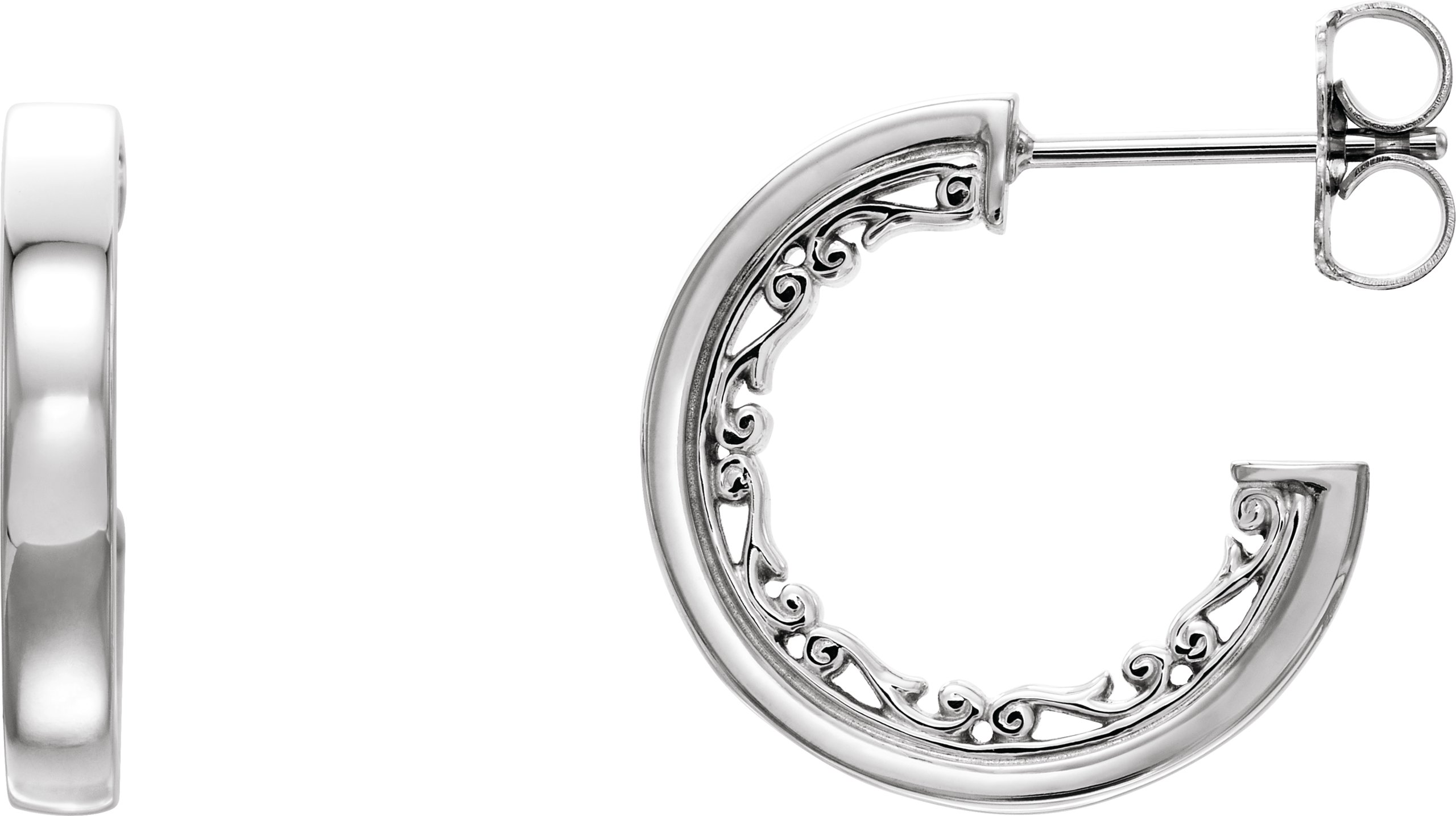 Platinum 16x2.6 mm Vintage-Inspired Hoop Earrings