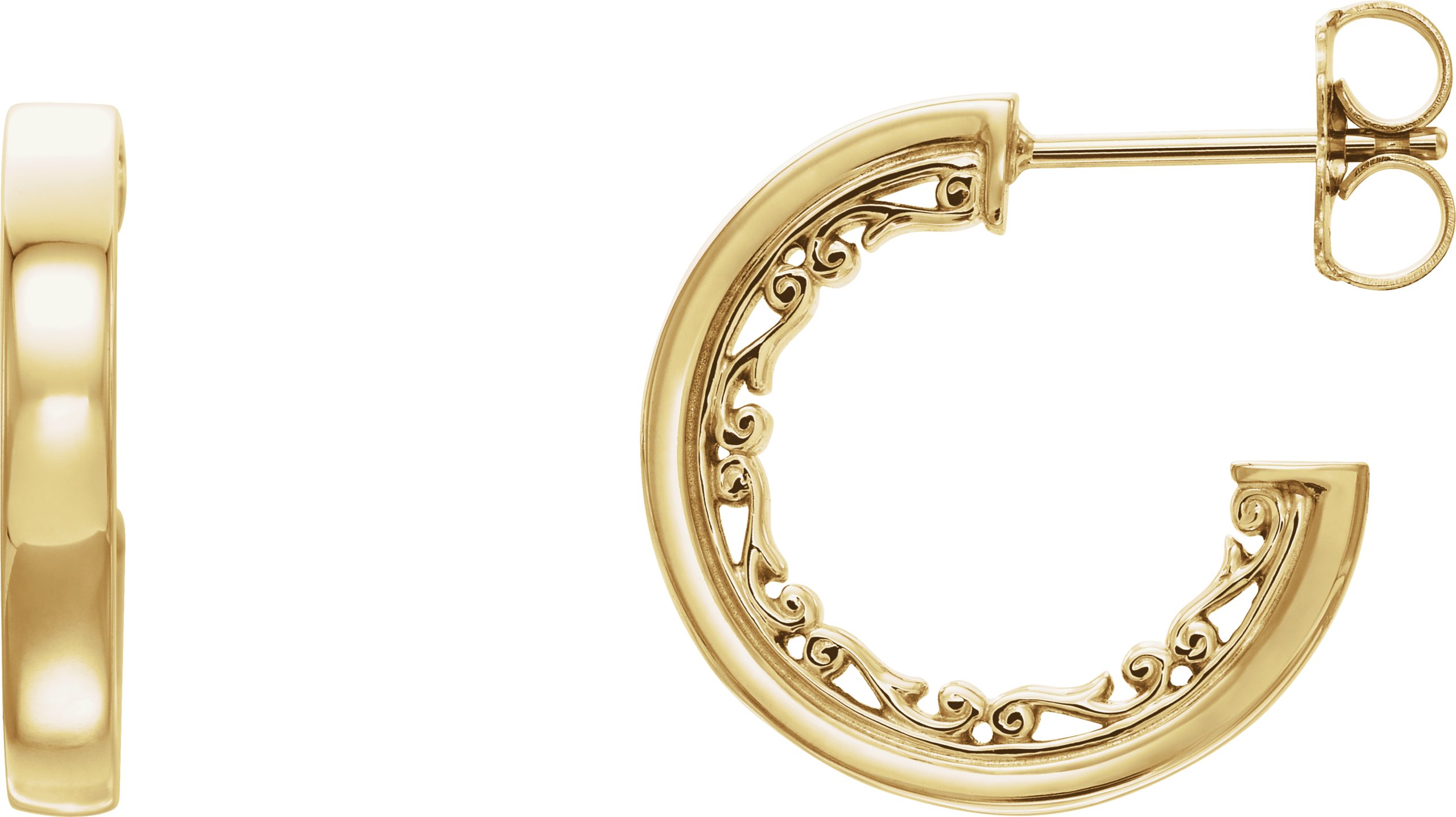 14K Yellow  Vintage-Inspired 16 mm Hoop Earrings