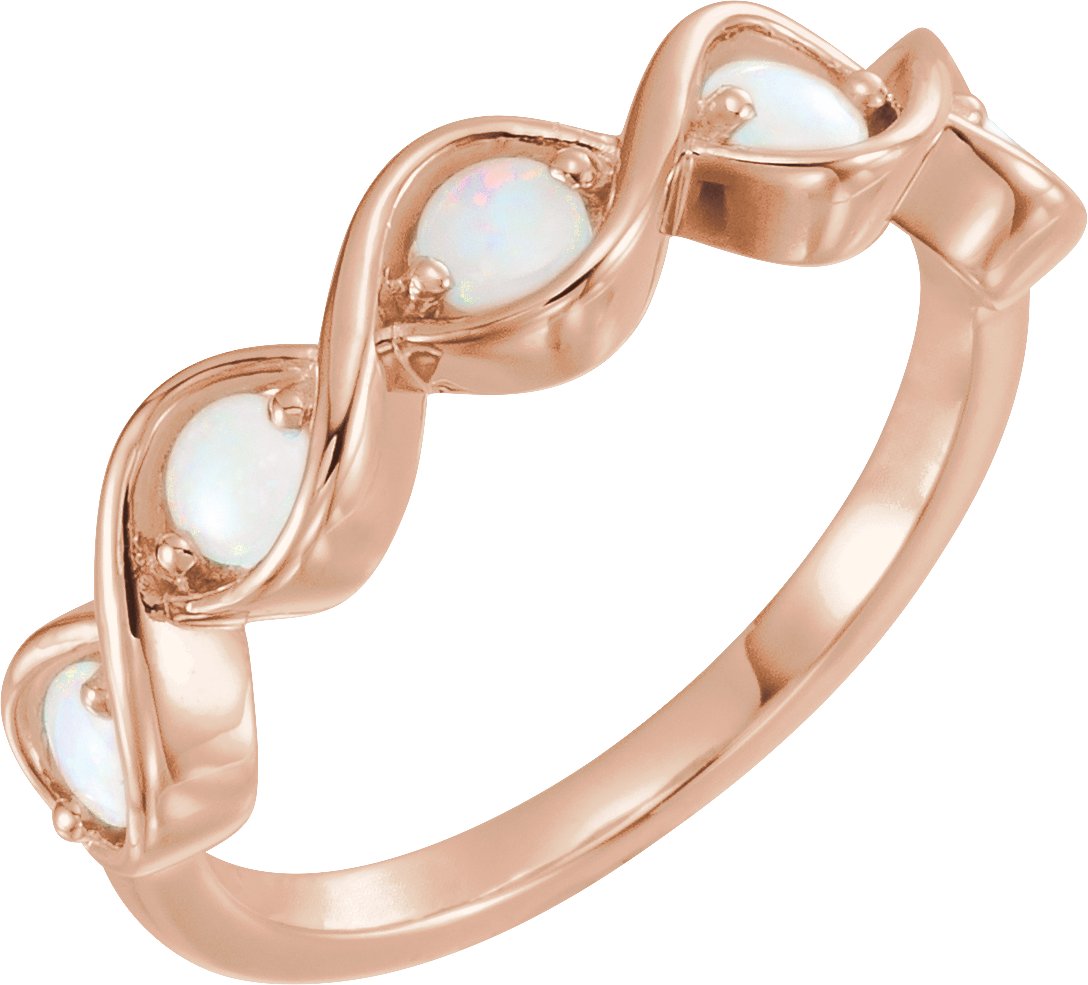 14K Rose Natural Opal Stackable Ring