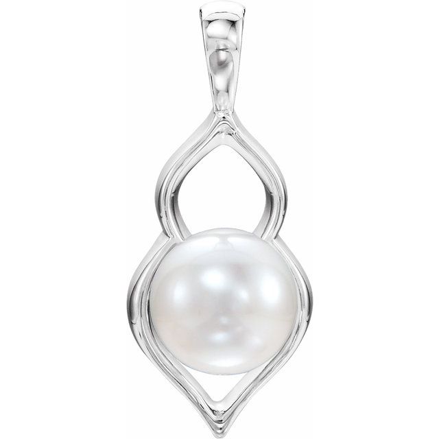Platinum Cultured White Freshwater Pearl Pendant