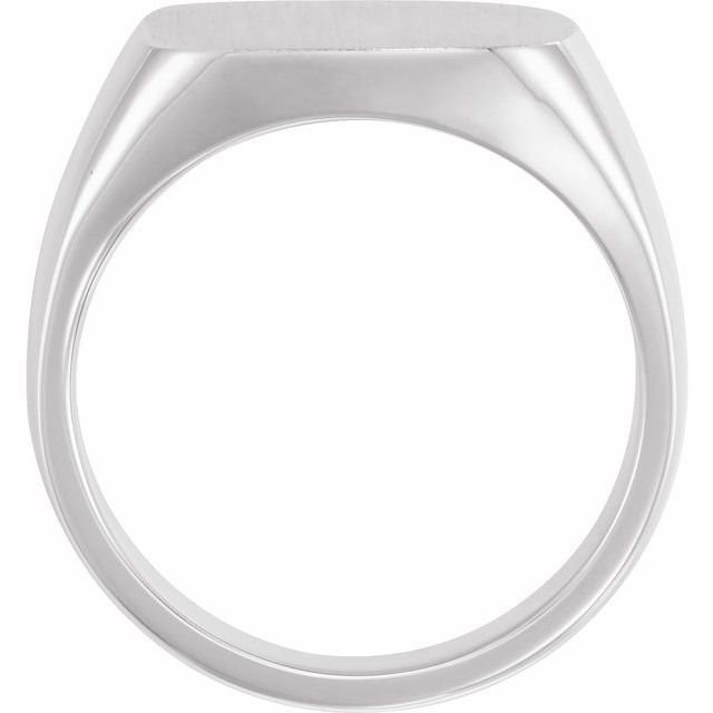 14K White 16x16 mm Square Signet Ring