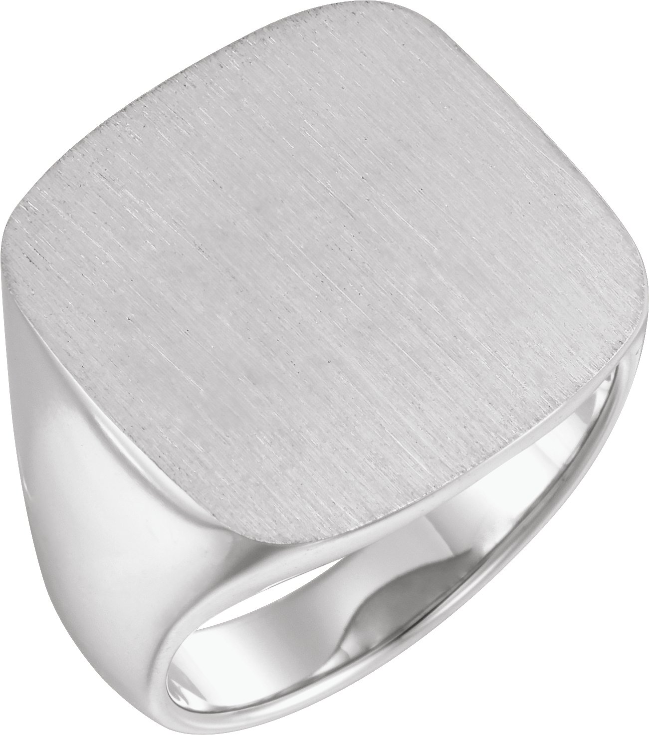 Sterling Silver 20 mm Square Signet Ring with Brush Finished Top