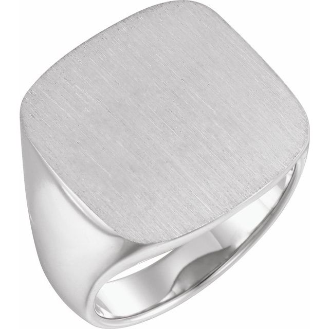 Sterling Silver 20 mm Square Signet Ring with Brush Finished Top