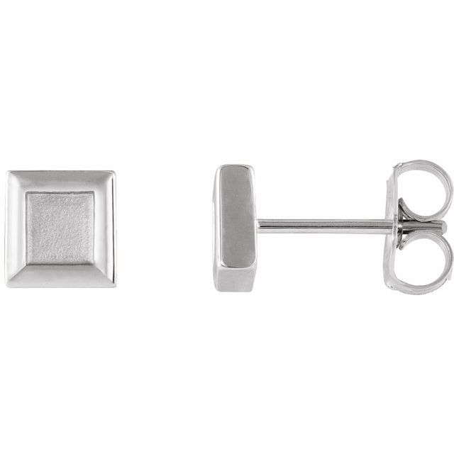 Platinum 5.4 mm Square Petite Earrings