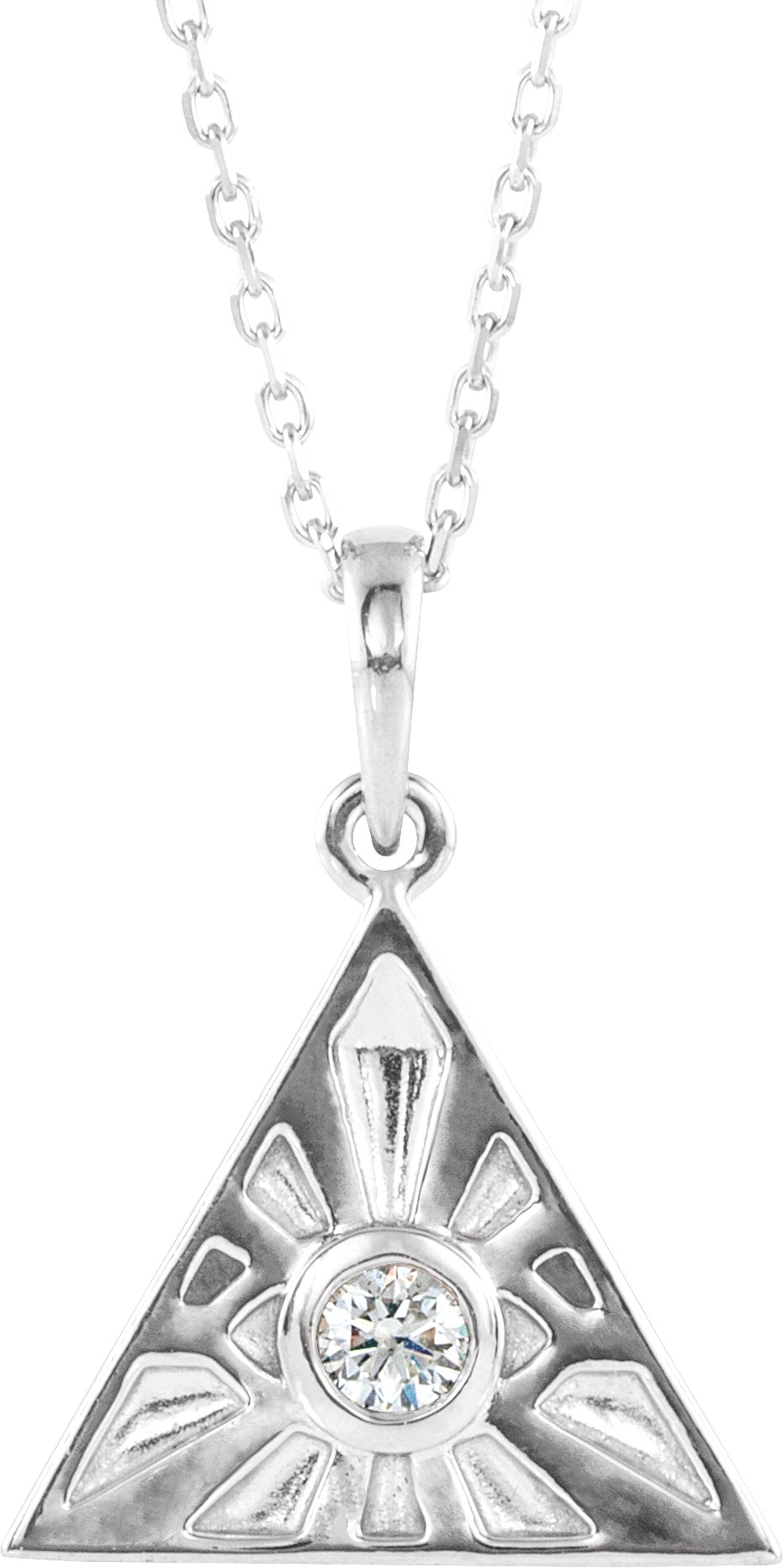 14K White .10 CTW Diamond Eye of Providence 16 18 inch Necklace Ref. 13201837
