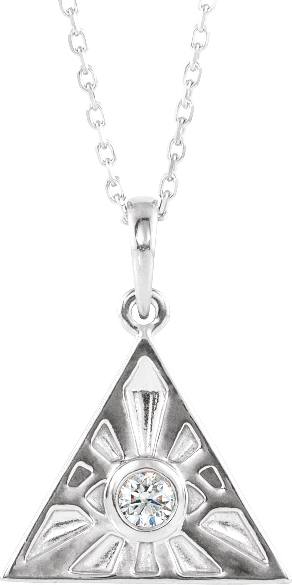 14K White 1/10 CTW Diamond Eye of Providence 16-18" Necklace  