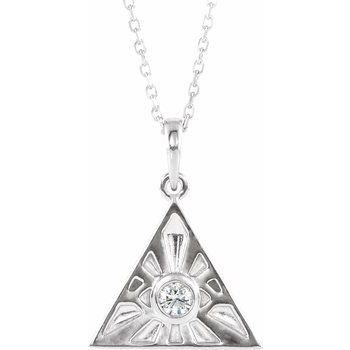 Sterling Silver .10 CTW Diamond Eye of Providence 16 18 inch Necklace Ref. 13201841
