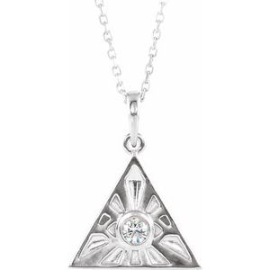 14K White 1/10 CTW Diamond Eye of Providence 16-18" Necklace  