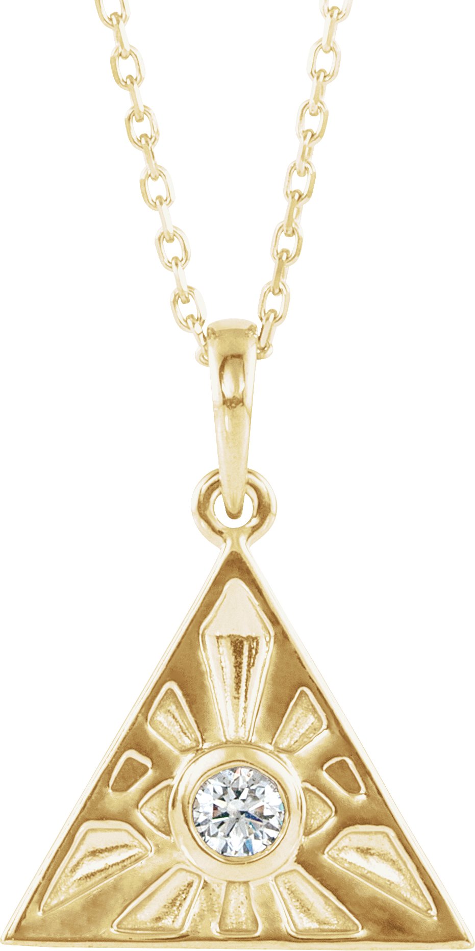 14K Yellow .10 CTW Diamond Eye of Providence 16 18 inch Necklace Ref. 13201838