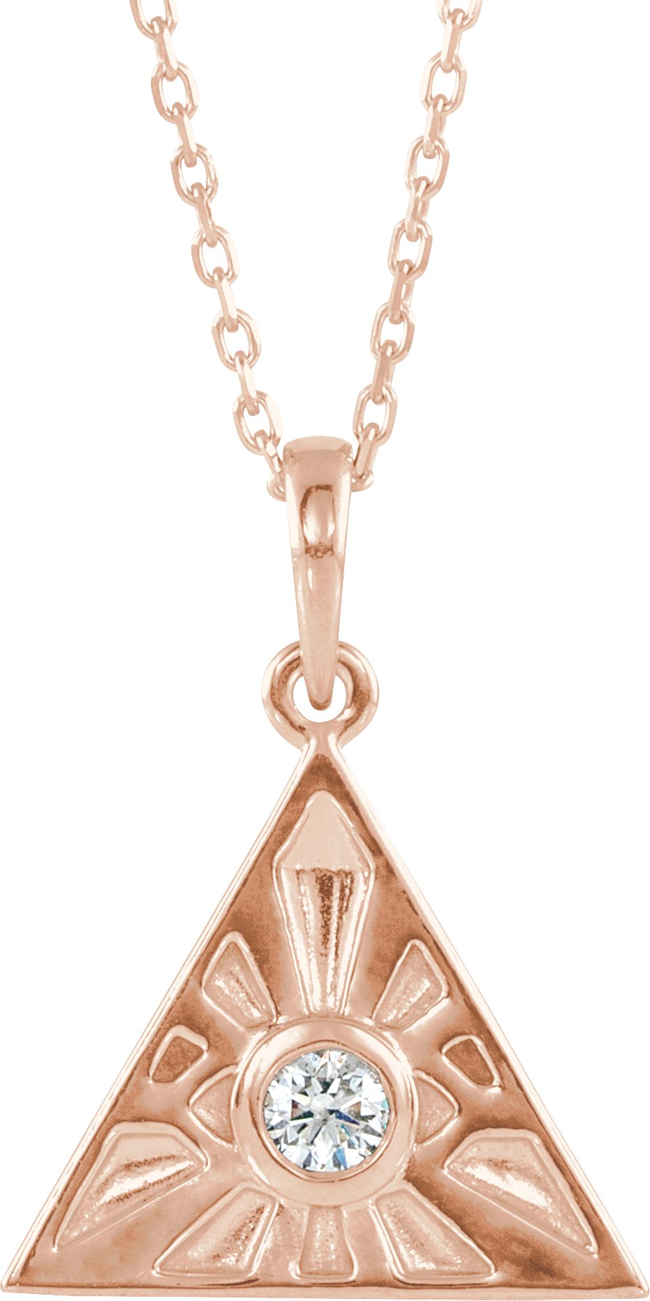 14K Rose .10 CTW Diamond Eye of Providence 16 18 inch Necklace Ref. 13201839