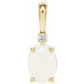 Oval 4-Prong Accented Cabochon Pendant  