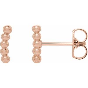 14K Rose Curved Beaded Earrings